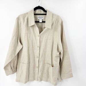✅  PENDLETON 100% LINEN CREAM BUTTON UP SHIRT SIZE 2X PLUS SIZE